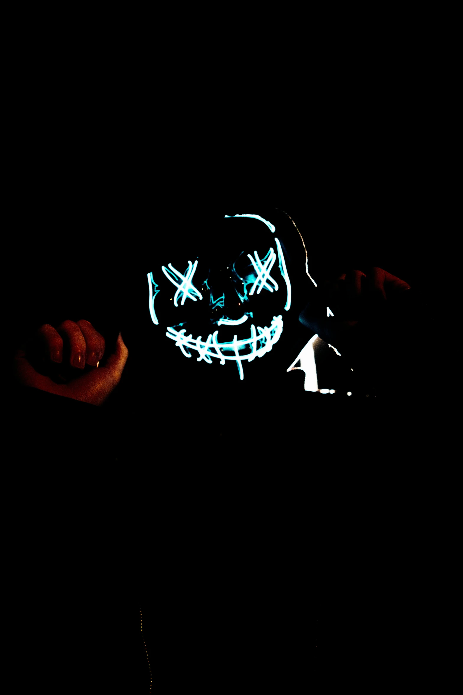 a halloween mask with glow is on in the dark