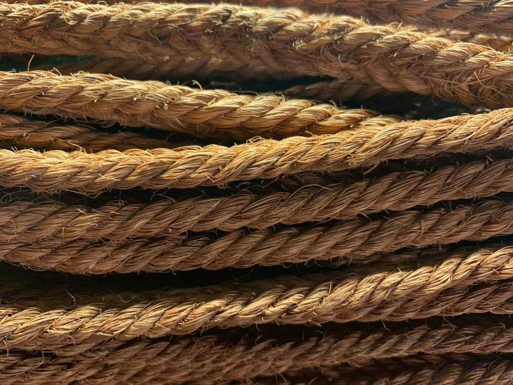 some old ropes are piled up close together