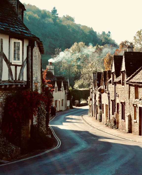 a street that is lined with older looking houses