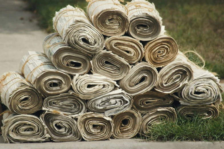 a pile of rolled up newspaper is shown in this po