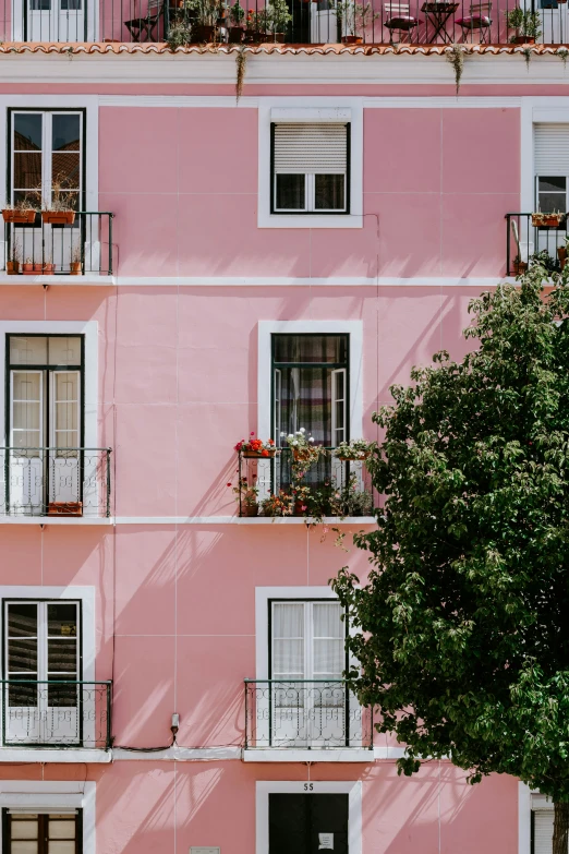 two balconies with many windows and windows and a door