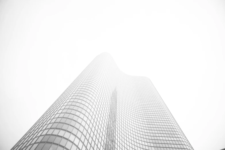 the view up at the bottom of a large building