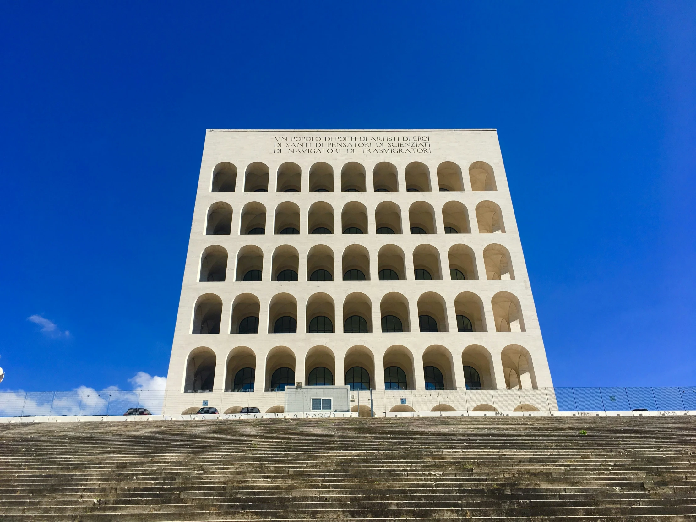 a tower of concrete sits above an open stairwell