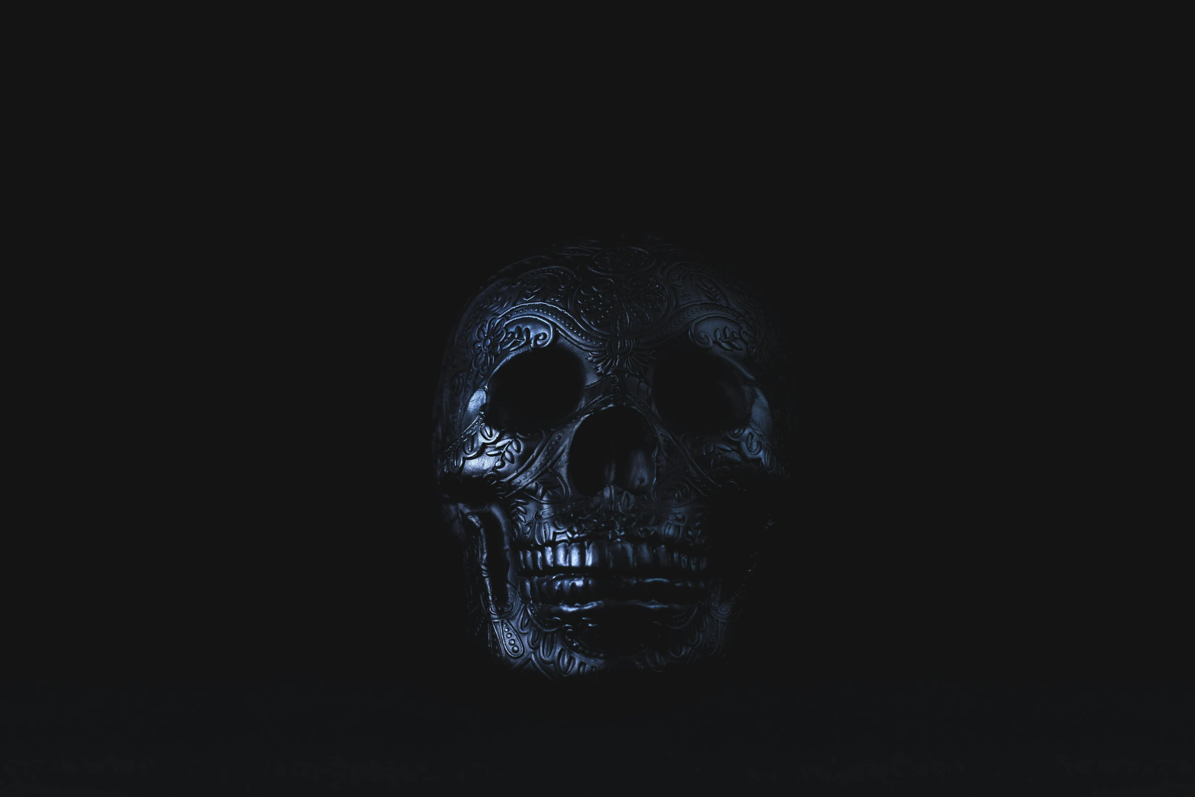 a skull with a black background