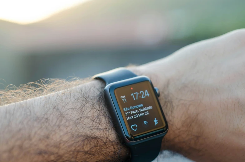 a close up view of an apple watch showing the time