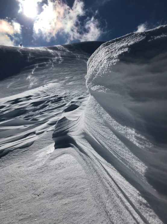 a couple of hills are covered in snow