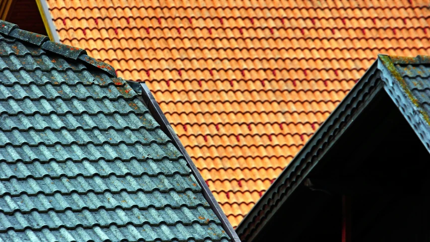 the roofs and tiled buildings in two different shapes