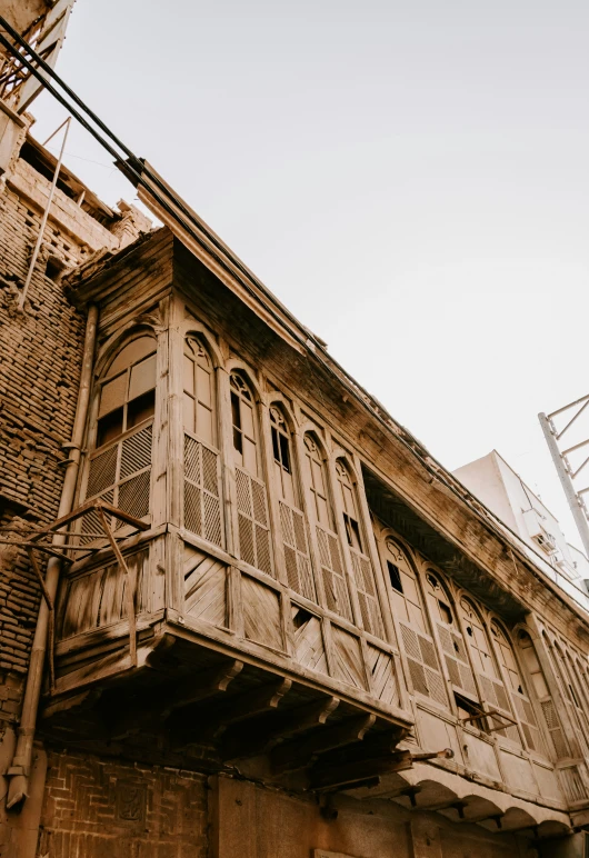 a building has several balconies on the side