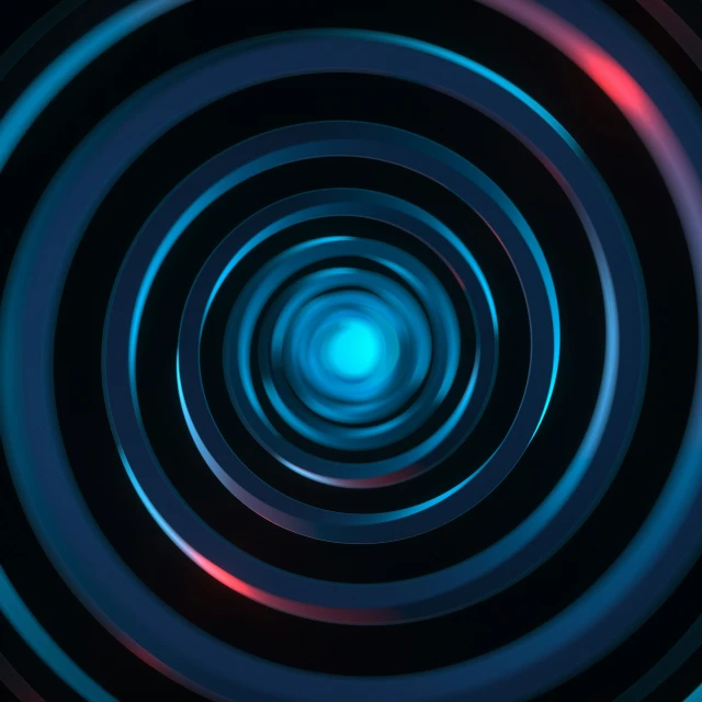 a circular po with blue lights in the center