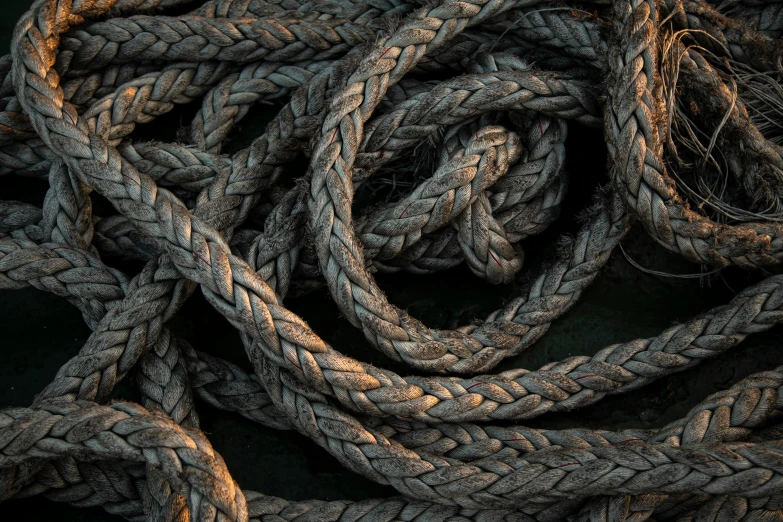 several ropes of various sizes and colors