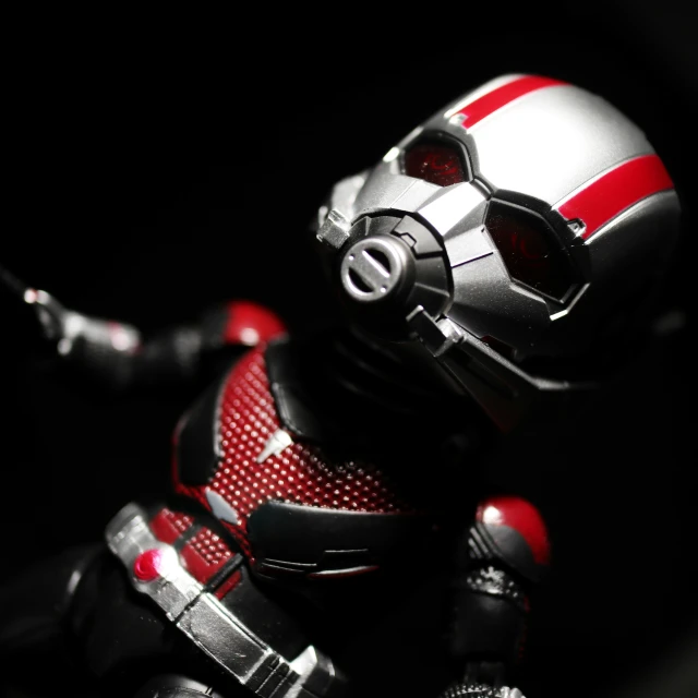 a closeup of a toy that looks like iron man