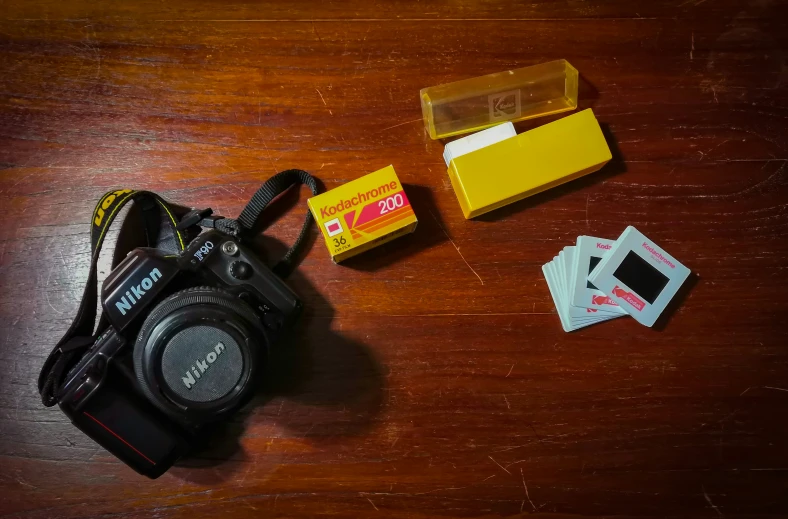 the camera has some cards on the table