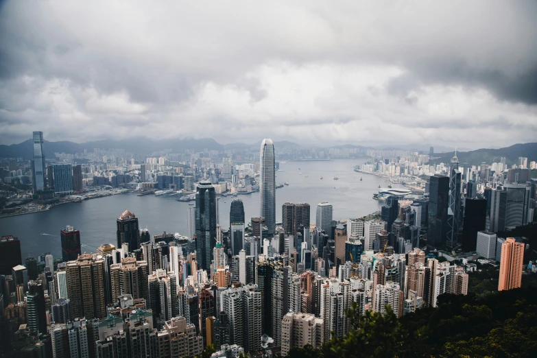 view of the city and bay from a high rise