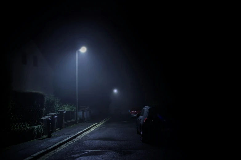 street lights at night and parking lot