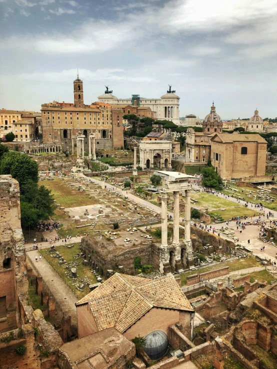 ruins and trees on display in the ancient city