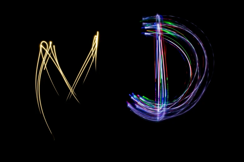 a glowing word v and the letter v