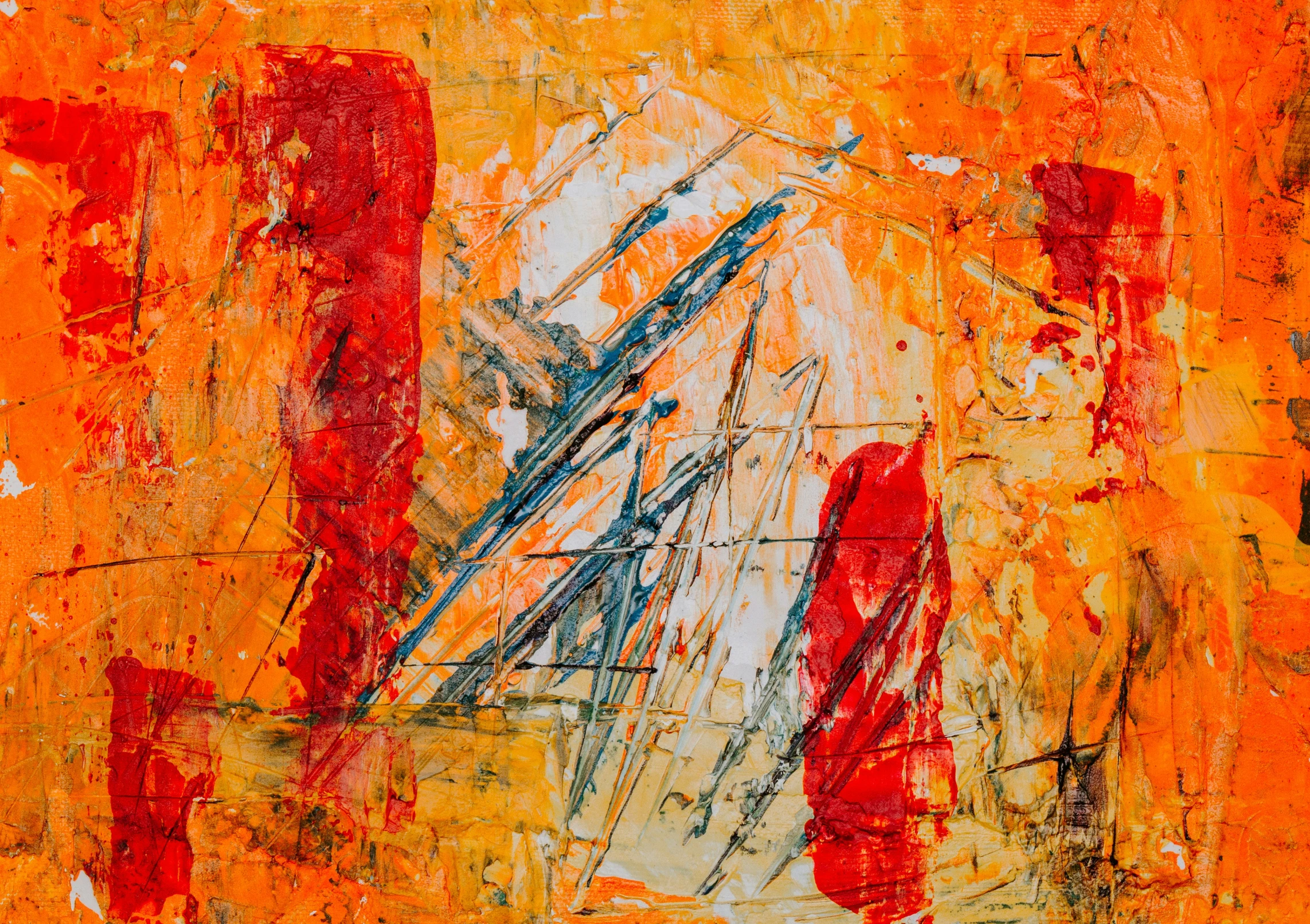 a painting that looks like orange and white