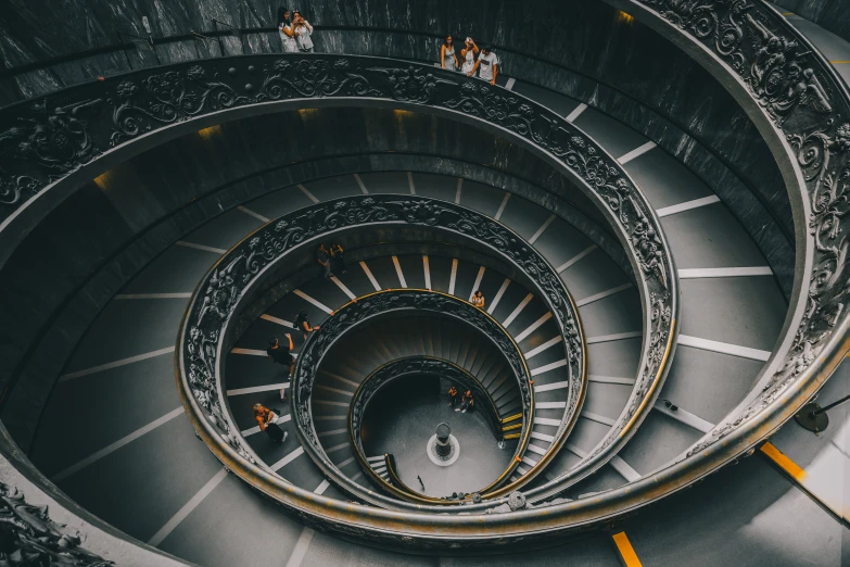 top view of stairs in an ornate building