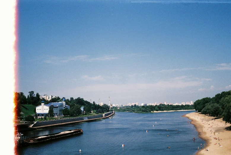 a panoramic view of a beach and waterway