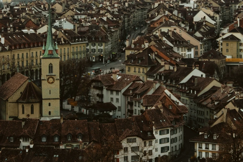 a bird's eye view of several very large buildings