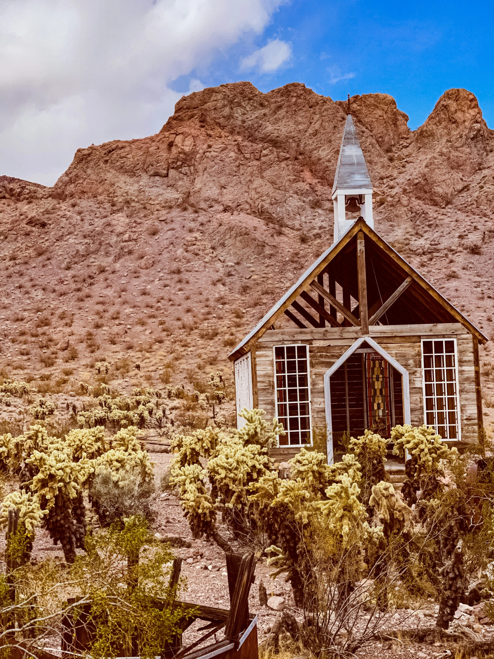 a church in the desert with no people in it