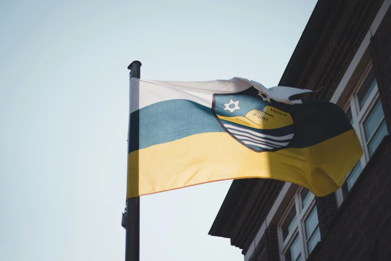 the flag of central african republic on the corner of a building