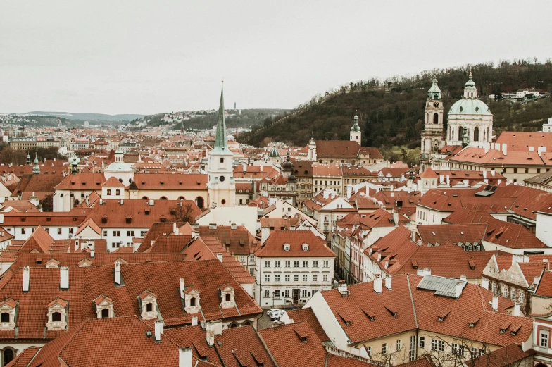 view over the city and its rooftops from above