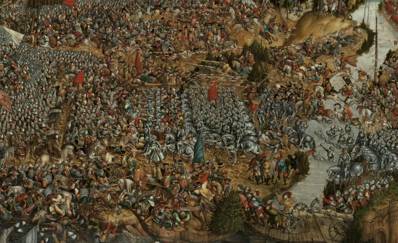 this picture shows an overview of a large battle