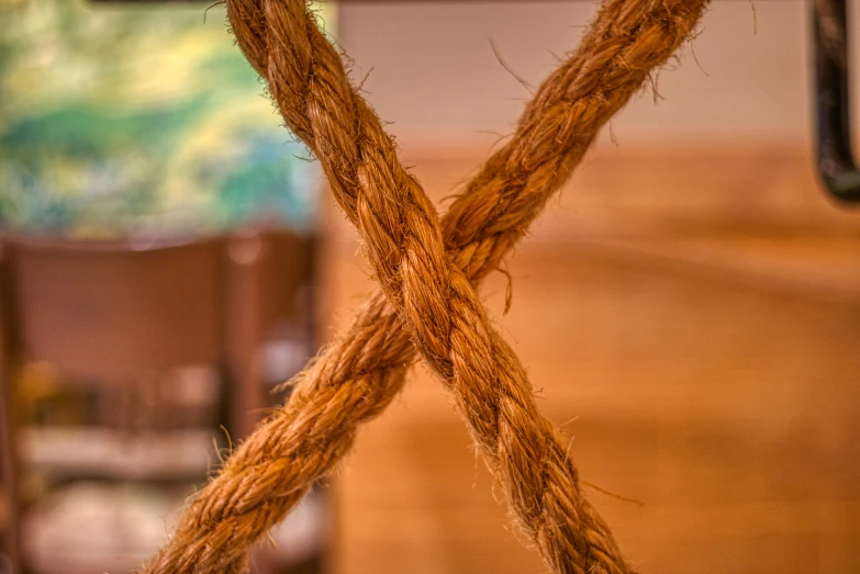 a piece of rope with two knot in it