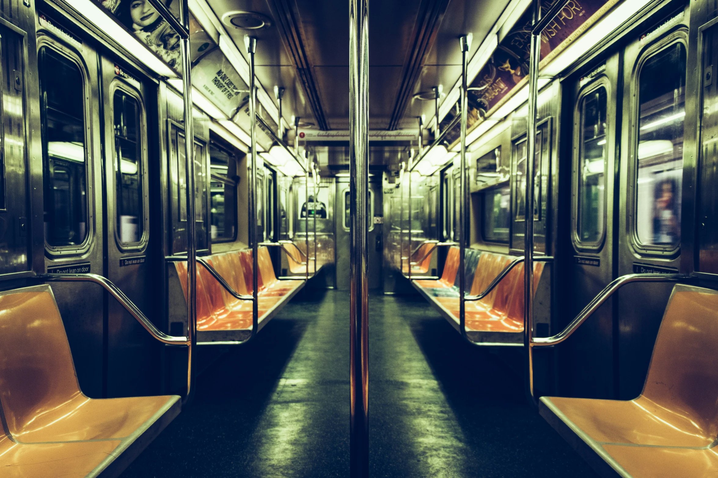 the train has two different seats as well as an exit way