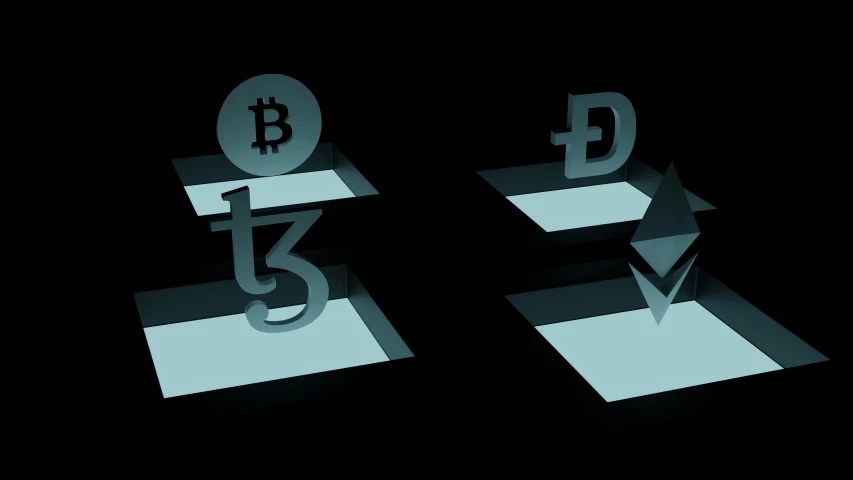 a dark background with currency symbols and an arrow
