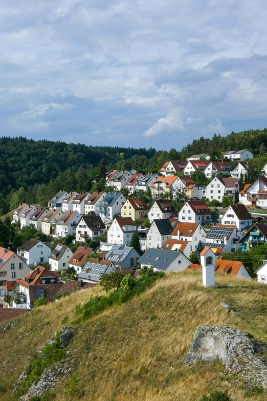 the village sits on top of a hill