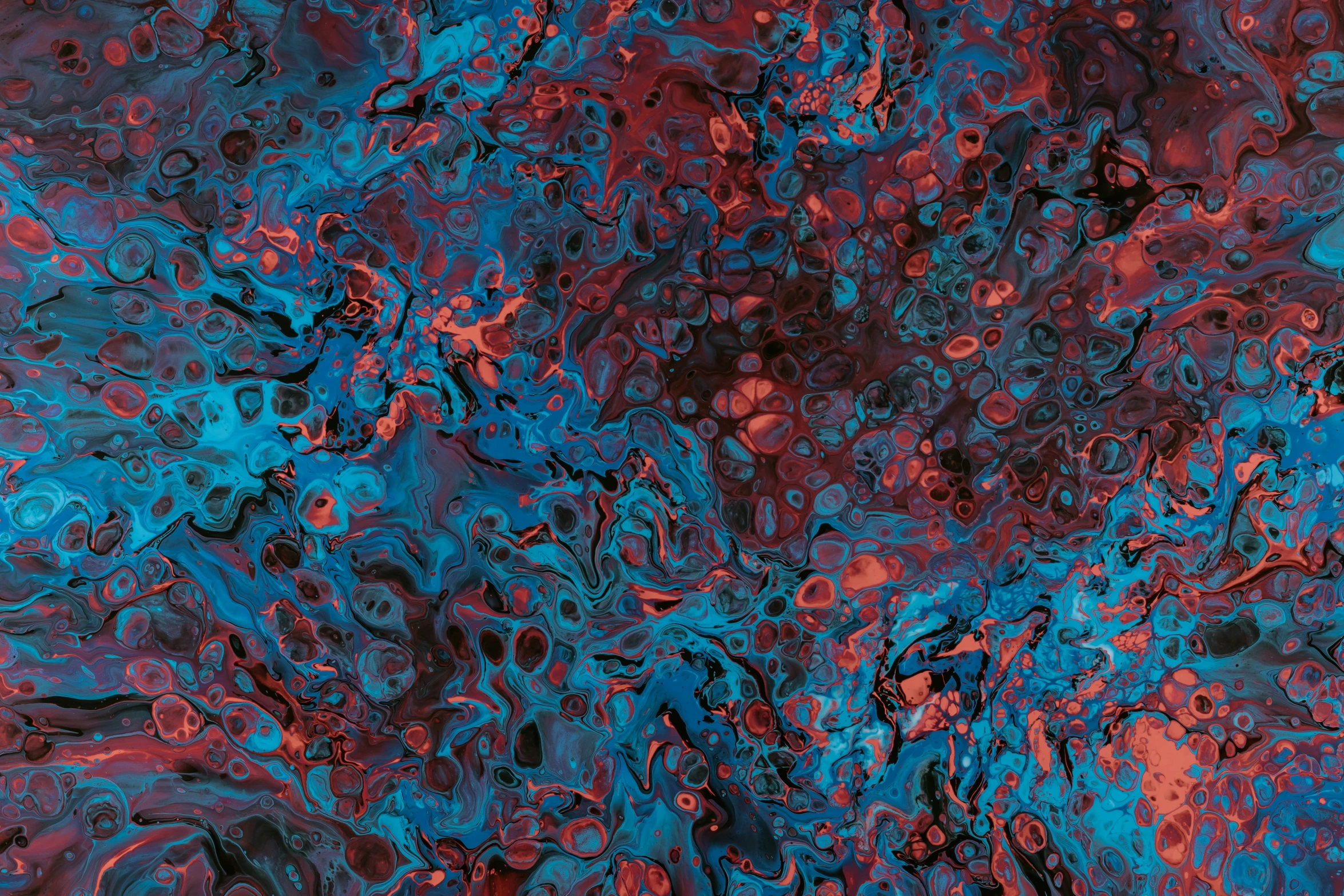 a blue and red liquid painting with streaks of light