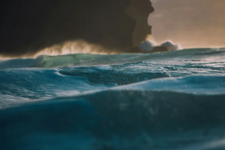 large water waves moving across the ocean