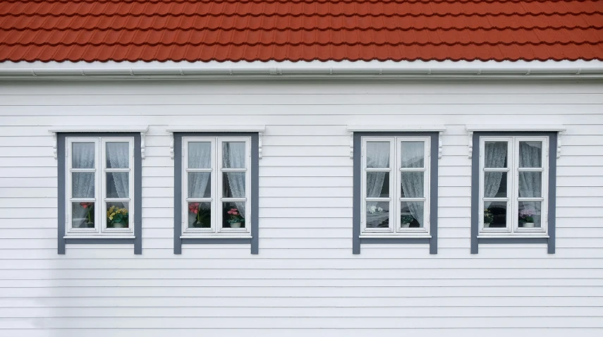 two white houses side by side with windows