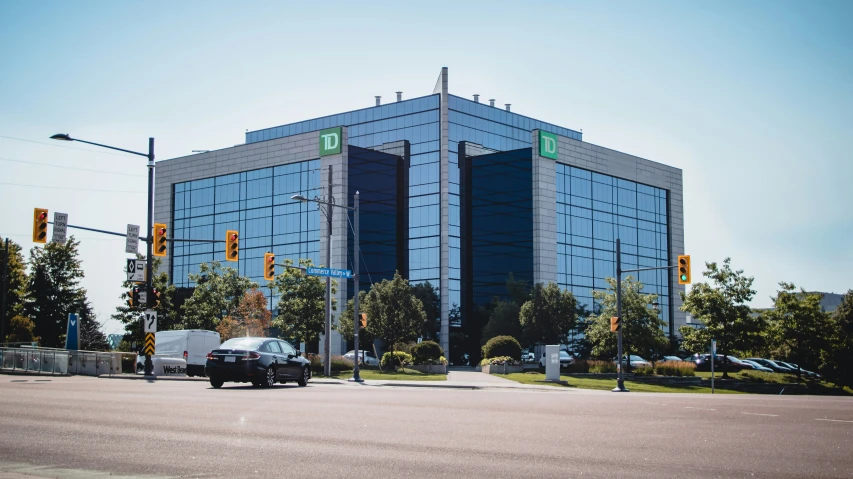 this is an office building near a street light