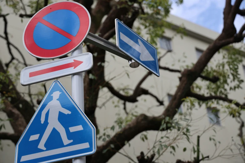 a street sign in front of a building