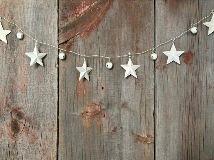 a close up of a string with stars on it