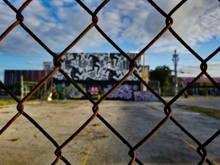 the fence is fenced with a chain link