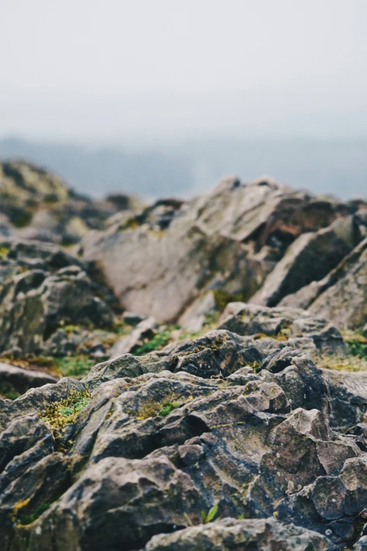 the mountain is full of rock formations and rocks