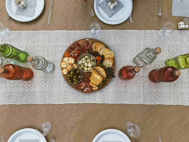 a place setting on the ground for a party