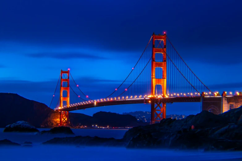 a bridge with lights going through the middle