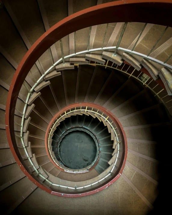 an aerial view of stairs made of wood