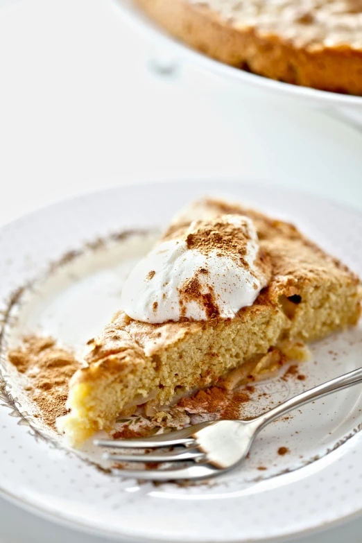 a slice of pie is on a plate with a fork