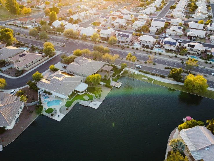 an aerial view of the home in which most of the houses have been built