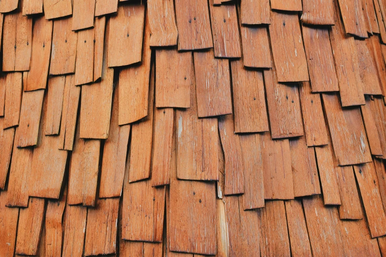 the wooden wall of a wooden roof that is peeling apart