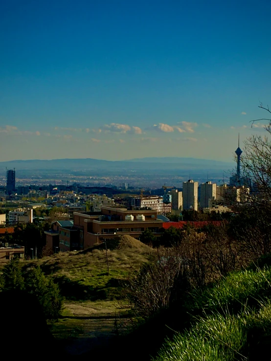 the skyline is pictured on a bright sunny day