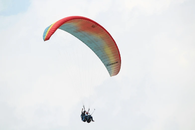 two people with parachutes being pulled by water