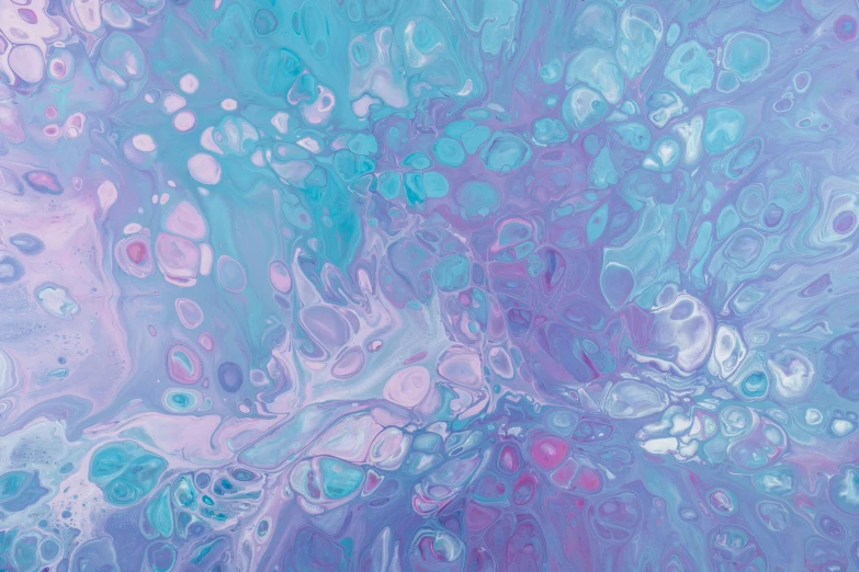 a painting of blue, pink and purple tones