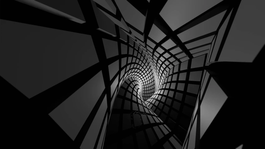 a black and white po shows a spiral design